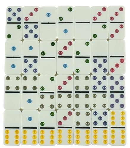 Double Six Color Dot Design Dominos for Kids - Set of 28