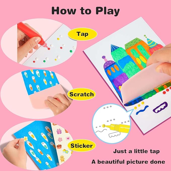 DIY Rainbow Scratch And Squeeze Dot Painting Art Kit