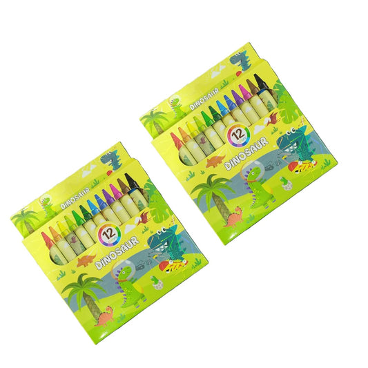 Surprise Kids Dinosaur Theme Wax Crayons for Kids Pack of 12 Bright Shades Non-Toxic & Durable, Green. (Pack of 1)