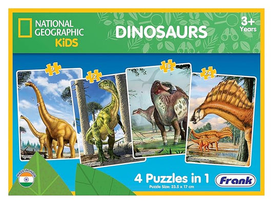 4 in 1 National Geographic Dinosaurs Jigsaw Puzzle Set (9, 12, 18, 24 Pcs) |