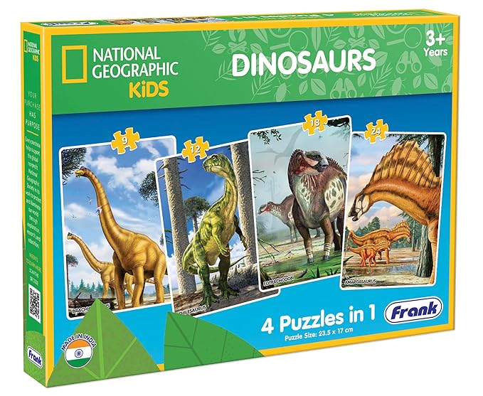 4 in 1 National Geographic Dinosaurs Jigsaw Puzzle Set (9, 12, 18, 24 Pcs) |