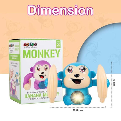 Battery Operated Voice Control Monkey Toy with Musical, Dancing, Spinning,Rolling and Sensor Feature for Gifts