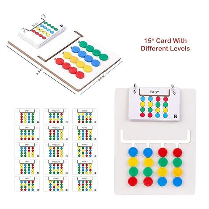 Colour Coder Wooden Slide and Match Puzzle Game, Educational Toy with 3 Difficulty Levels, Multi-Coloured
