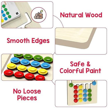 Colour Coder Wooden Slide and Match Puzzle Game, Educational Toy with 3 Difficulty Levels, Multi-Coloured