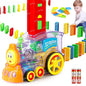 Domino Train Toy, 40 Pieces Domino Blocks Set for Kids Educational Game Play Set with Light & Sound Stacking Toy Block Set