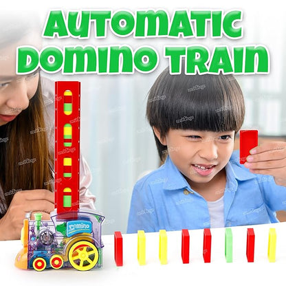Domino Train Toy, 40 Pieces Domino Blocks Set for Kids Educational Game Play Set with Light & Sound Stacking Toy Block Set