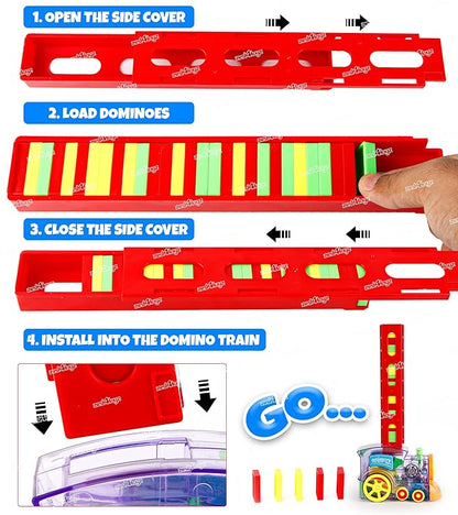 Domino Train Toy, 40 Pieces Domino Blocks Set for Kids Educational Game Play Set with Light & Sound Stacking Toy Block Set