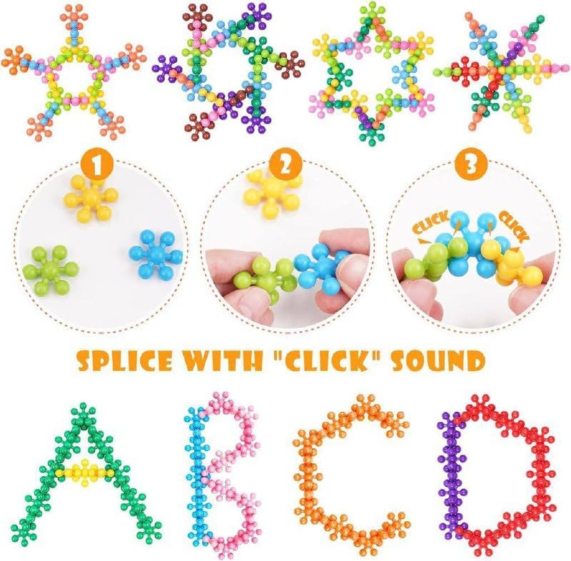 100 Pcs Star Shaped, Star Block Interlocking Blocks Colorful Star Building Blocks Educational Construction Blocks for Kids STEM Toys (Multicolor, 100Pcs) for 3+ Year