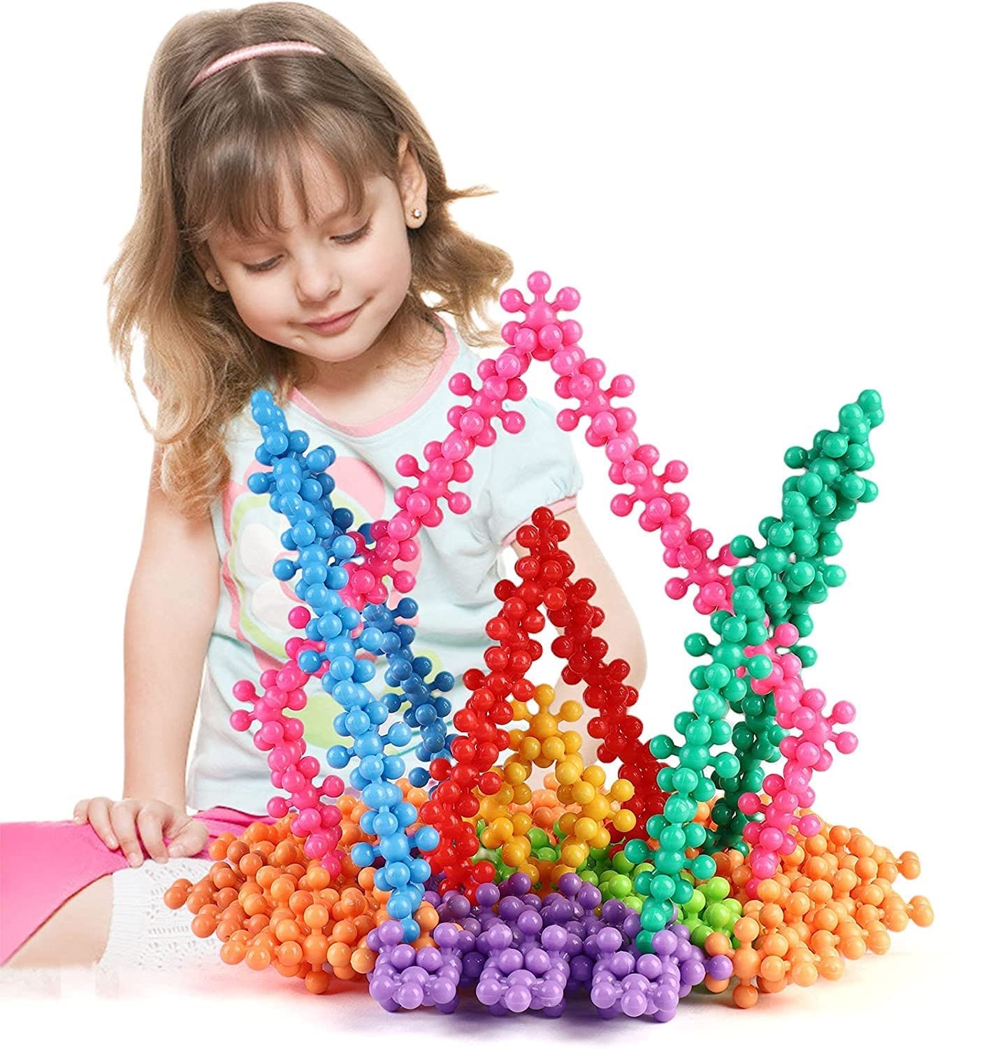 100 Pcs Star Shaped, Star Block Interlocking Blocks Colorful Star Building Blocks Educational Construction Blocks for Kids STEM Toys (Multicolor, 100Pcs) for 3+ Year