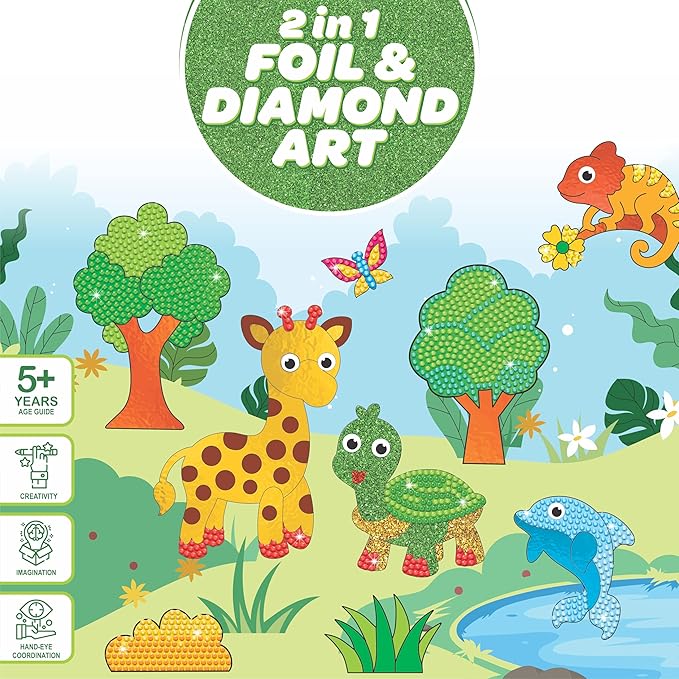 2 in 1 Foil & Diamond Art & Craft Kit