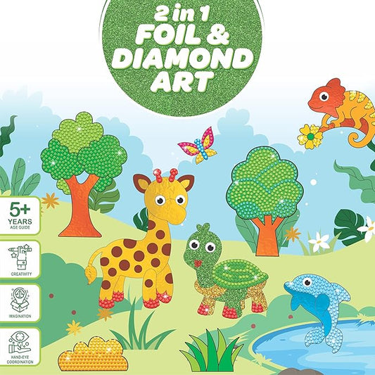 2 in 1 Foil & Diamond Art & Craft Kit