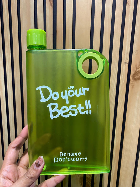 Plastic Notebook Slim Flat Water Bottle (380 ML)