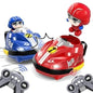 2 Player RC Bumper Car – Set of 2 Remote-Controlled Bumper Cars with 360° Spins, LED Lights, Sound Effects & Ejecting Drivers –Child Play and Kids Aged 3+ Years - Red & Blue