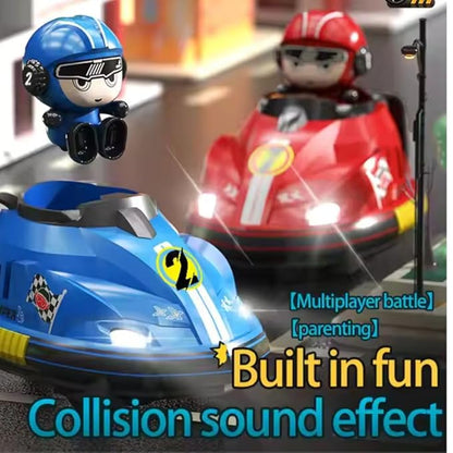 2 Player RC Bumper Car – Set of 2 Remote-Controlled Bumper Cars with 360° Spins, LED Lights, Sound Effects & Ejecting Drivers –Child Play and Kids Aged 3+ Years - Red & Blue