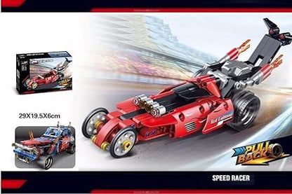 Speed Racer Pullback Building Blocks – Flames Wind-Wheel Go-Kart Toy