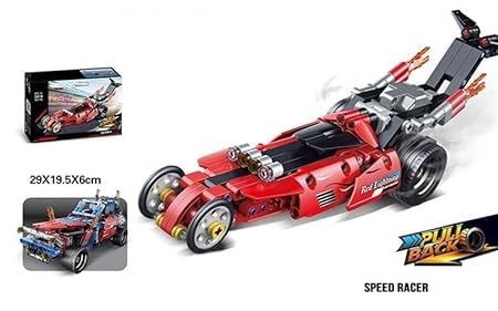 Speed Racer Pullback Building Blocks – Flames Wind-Wheel Go-Kart Toy