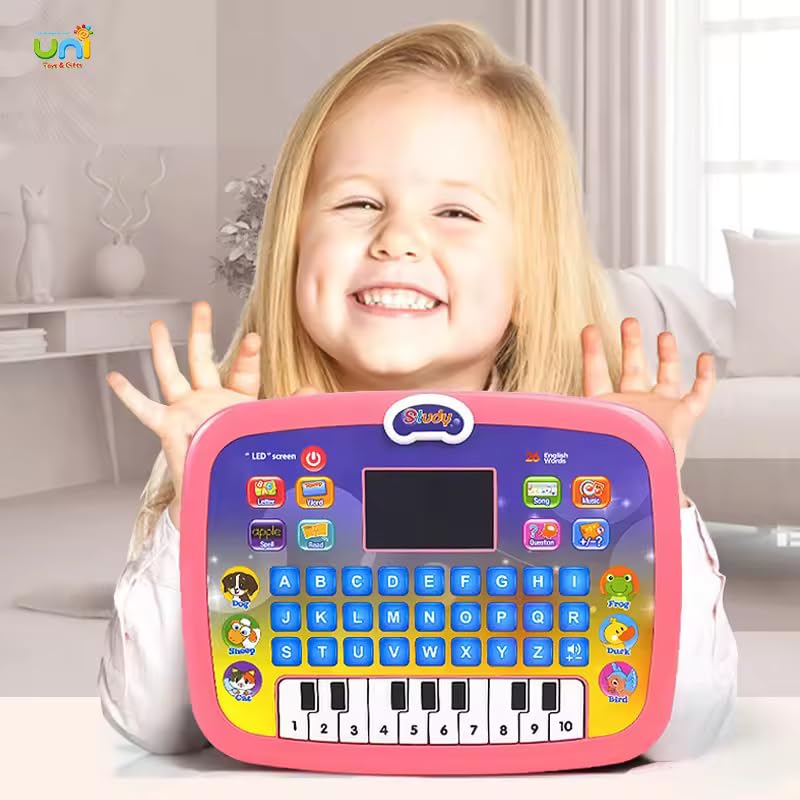 Kid Educational Computer with Piano/Tablet Toddler Learning Pad Interactive Toy with Screen -Educational Toys Fun Gifts -Music/Piano/ABC/Numbers/Words/Spell/Animals - for Boys & Girls 3+