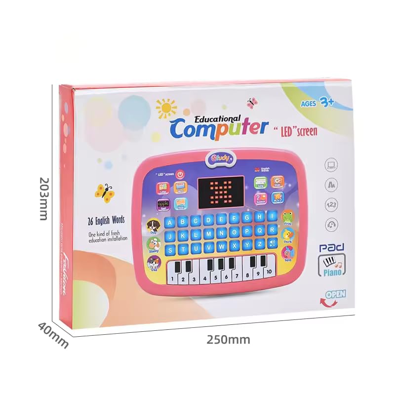 Kid Educational Computer with Piano/Tablet Toddler Learning Pad Interactive Toy with Screen -Educational Toys Fun Gifts -Music/Piano/ABC/Numbers/Words/Spell/Animals - for Boys & Girls 3+