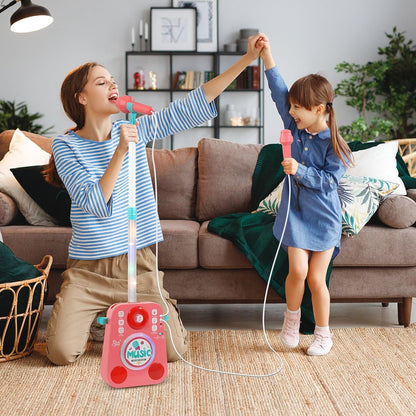 Kids Karaoke Machine with 2 Mics & Stand – Music Toy with Lights & Voice Changer (Ages 3–10)