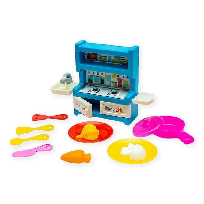 13 Pieces Kitchen Fun Plastic Set | A Perfect Role Play Kitchen Set Toys for Girls Kids (Assorted Colours)