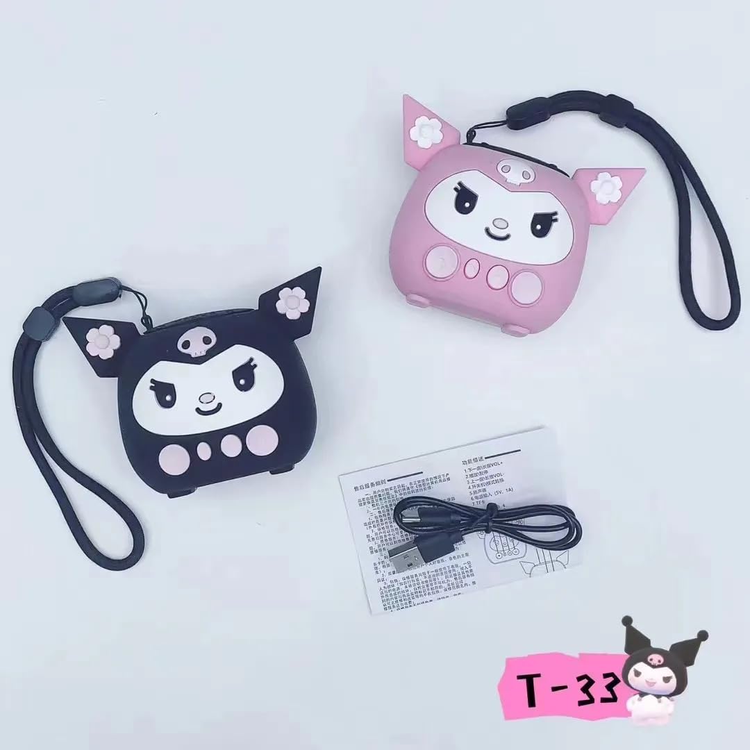 Kuromi Portable Bluetooth Speaker 3W Output | Wireless Mini Speaker with Memory Card Support | 800mAh Battery, 60Hz-23KHz Frequency | Compact & Portable Music Speaker (Pink)