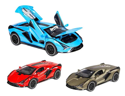 1:32 Scale Die-Cast Metal Lamborghiini Sian Car with Openable Doors,Pull Back Action,Blinking Lights【Pack of 1}