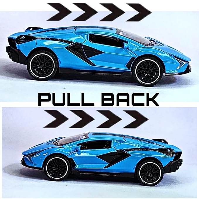 1:32 Lamborghini Sian Die-Cast Car – Pullback Toy with Lights & Openable Doors