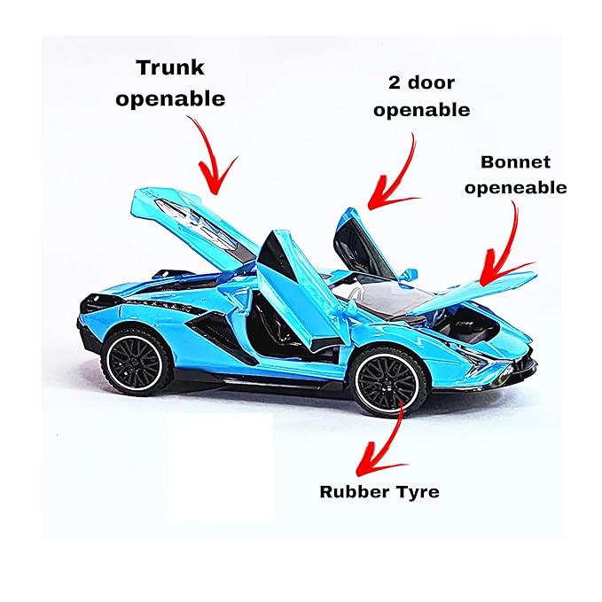 1:32 Lamborghini Sian Die-Cast Car – Pullback Toy with Lights & Openable Doors