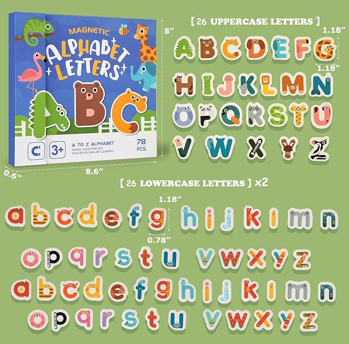 78 Pieces Magnetic Alphabet Letters for Kids