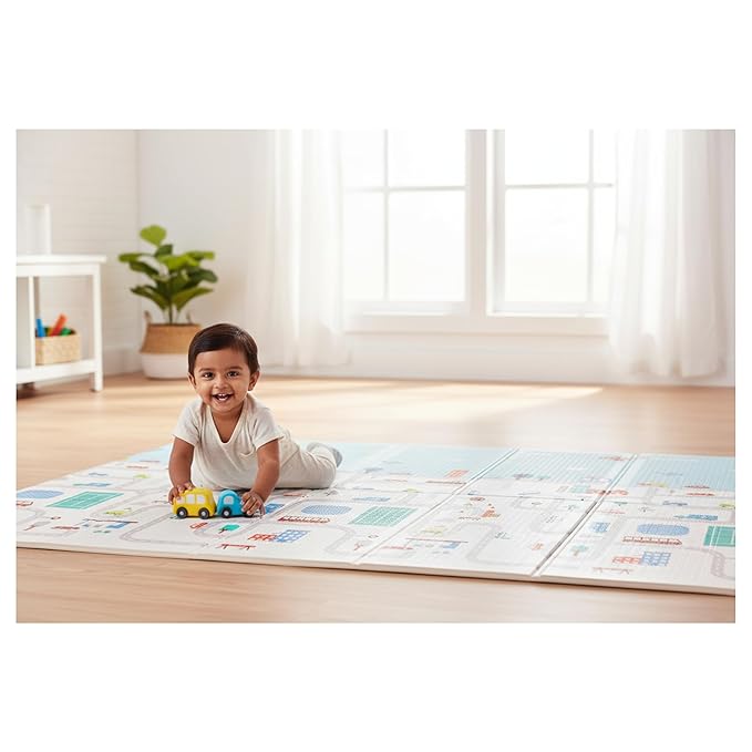 Reversible Baby Play Mat & Crawling Foldable Foam Mat (6.5x5 ft, 0.9cm Thickness)