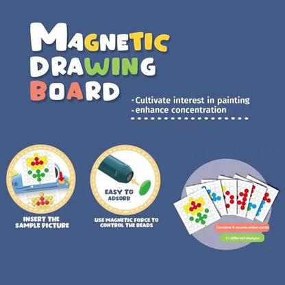 Dinosaur Magnetic Drawing Board for Toddlers, Magnetic Dot Art Game. (Assorted Colours)