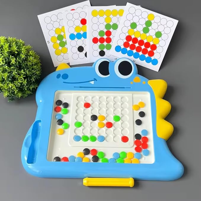 Dinosaur Magnetic Drawing Board for Toddlers, Magnetic Dot Art Game. (Assorted Colours)