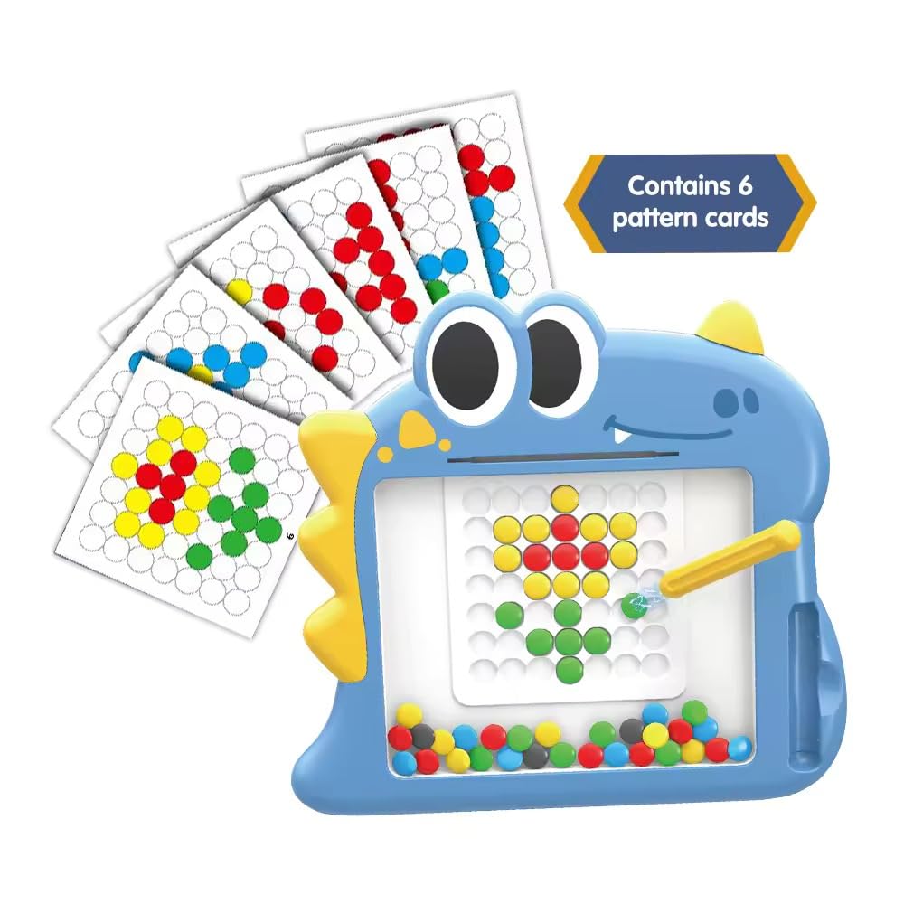 Dinosaur Magnetic Drawing Board for Toddlers, Magnetic Dot Art Game. (Assorted Colours)
