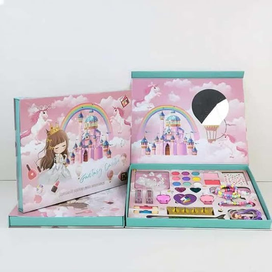 Beauty Set for Girls Makeup Set Makeup Set for Kids Real Makeup Plus Nail Art Set and Bracelets with Earrings Ring Gift Toys Kids Makeup Kit - Pink