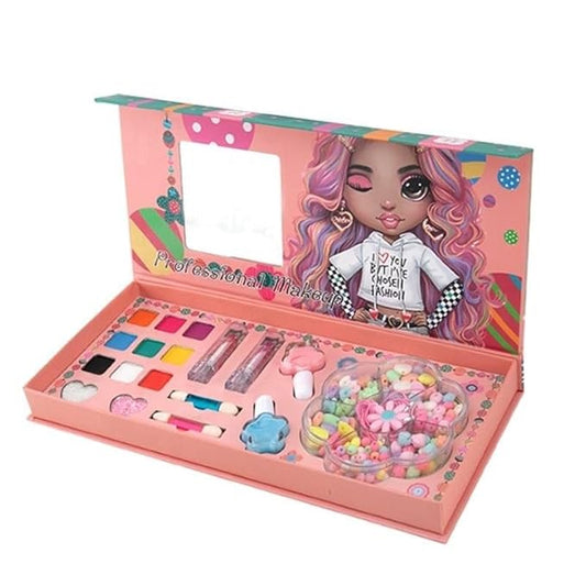 Cosmetic Kids Makeup Kit for Girls Kids Play Washable Makeup Set Mirror Lip Gloss Nail Paint Eye Shadow Palette with Brush for Girls