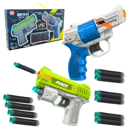 Toy Gun Set for Kids – Dual Manual Dart Shooting Pistol Toy with Soft EVA Foam Bullets