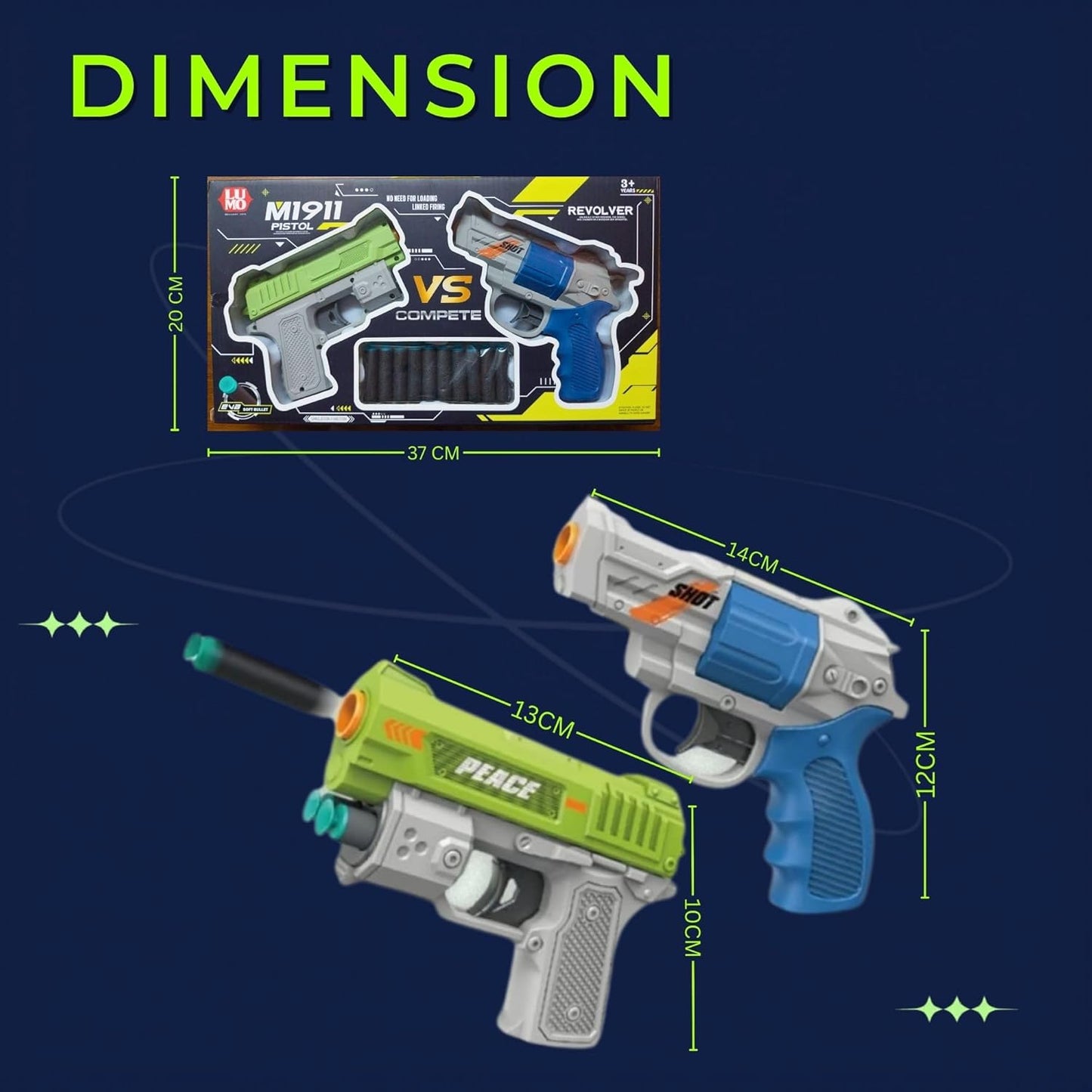 Toy Gun Set for Kids – Dual Manual Dart Shooting Pistol Toy with Soft EVA Foam Bullets