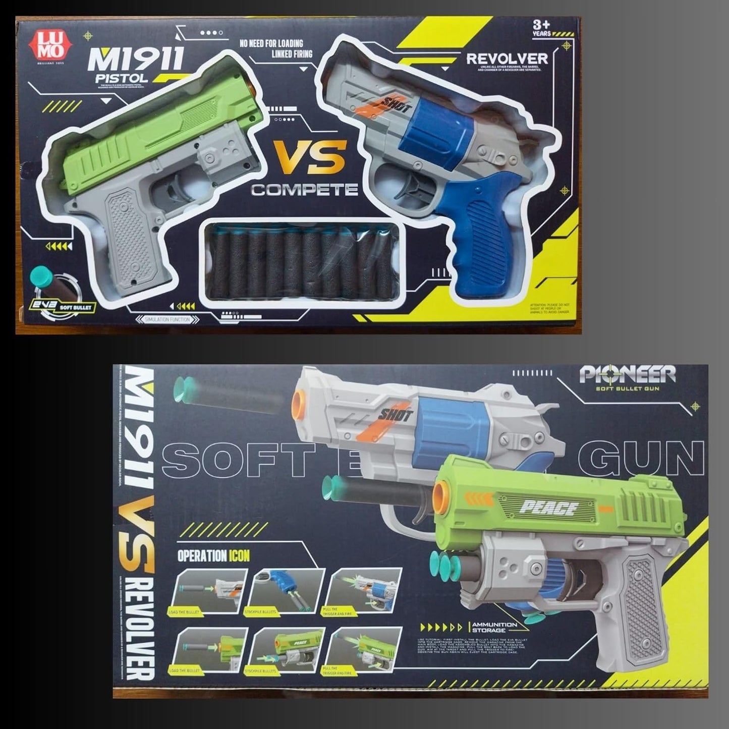 Toy Gun Set for Kids – Dual Manual Dart Shooting Pistol Toy with Soft EVA Foam Bullets
