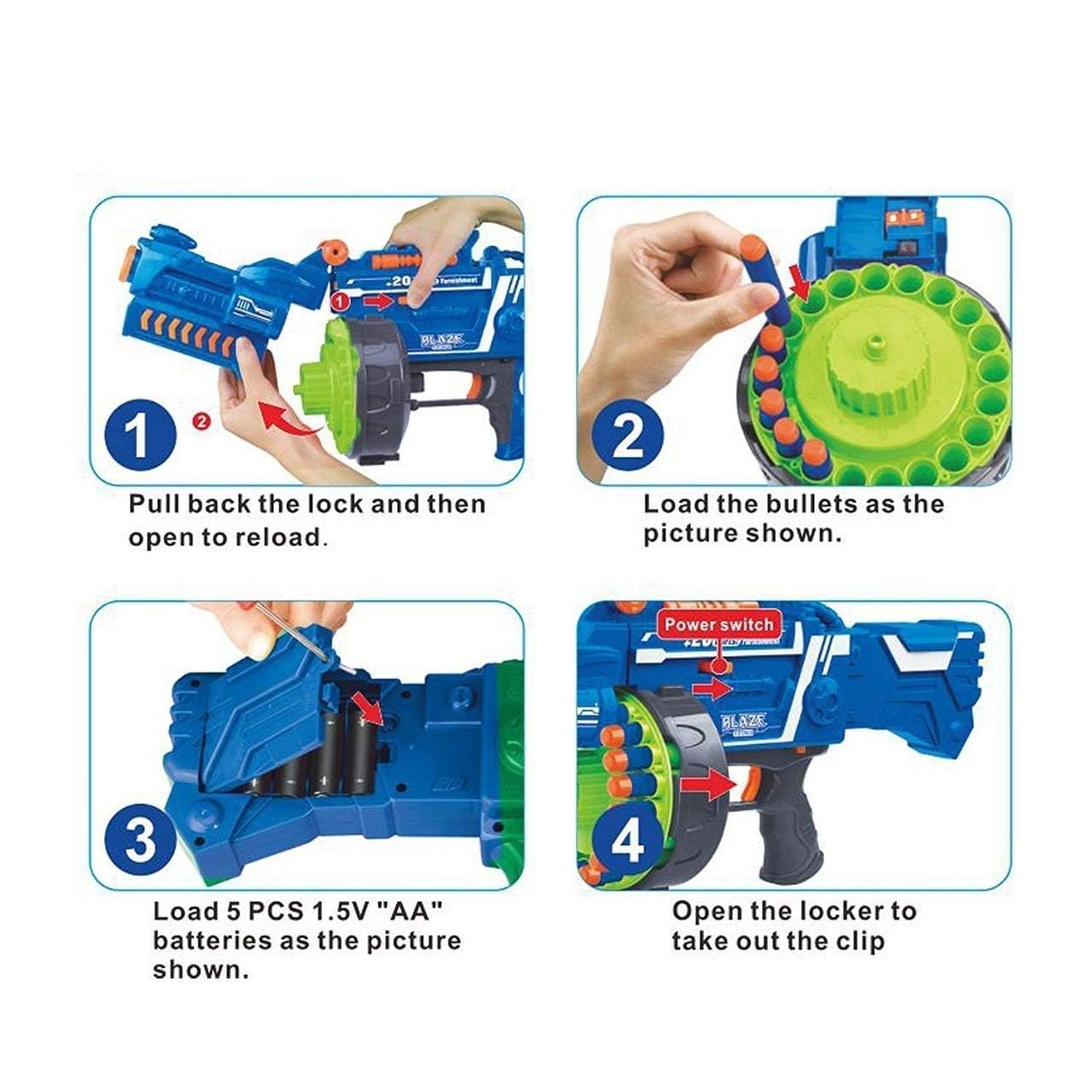 Blaze Storm Manual Soft Bullet Shooting Gun Toy with 40 Pcs Soft Foam Bullets and Suction Darts for Kids