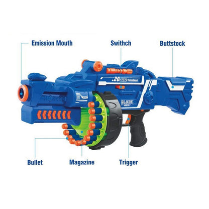 Blaze Storm Manual Soft Bullet Shooting Gun Toy with 40 Pcs Soft Foam Bullets and Suction Darts for Kids