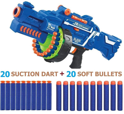 Blaze Storm Manual Soft Bullet Shooting Gun Toy with 40 Pcs Soft Foam Bullets and Suction Darts for Kids