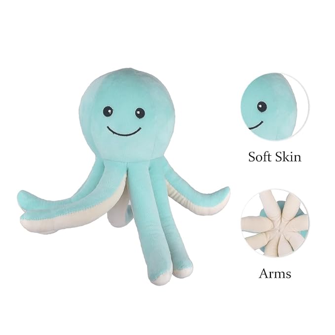Plush Mint Green Octopus Soft Toy, 30 cm