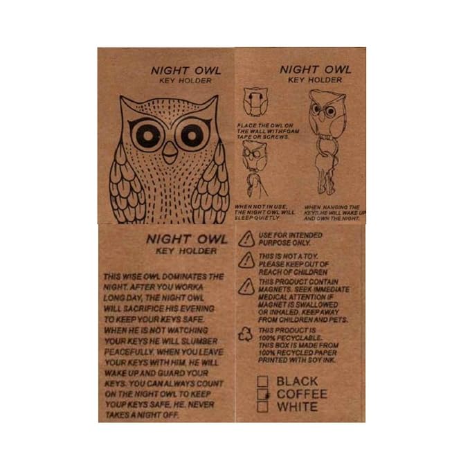 Owl Shaped Magnetic Wall Key Holder, Automatic Open Close Eyes, Creative Key Hanger Holder