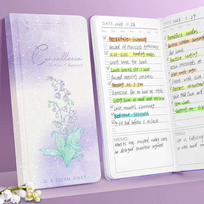 Glitter Gradient To-Do Notepad And Checklist Diary (Canvallaria Flower) (Purple)