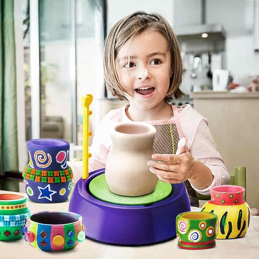 Pottery Wheel Kit - Battery Operated Pottery Wheel & Painting Kit for Beginners with Modeling Clay, Sculpting Clay & Tools