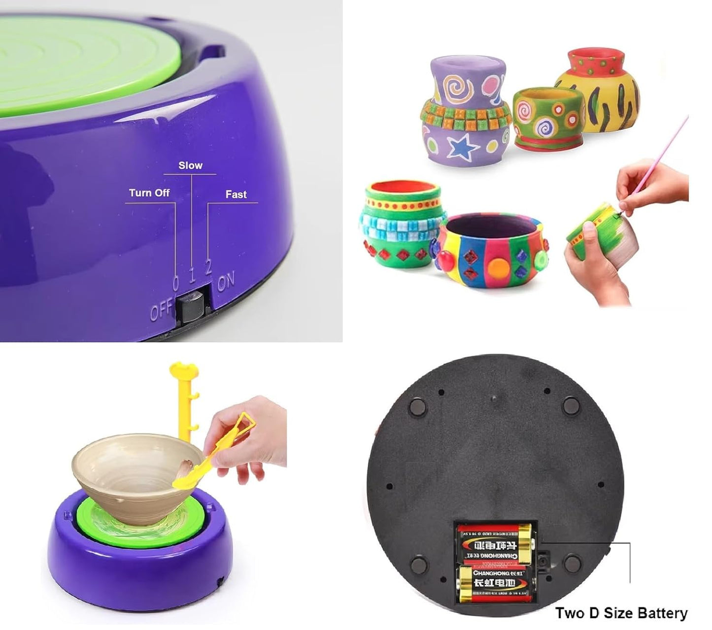 Pottery Wheel Kit - Battery Operated Pottery Wheel & Painting Kit for Beginners with Modeling Clay, Sculpting Clay & Tools