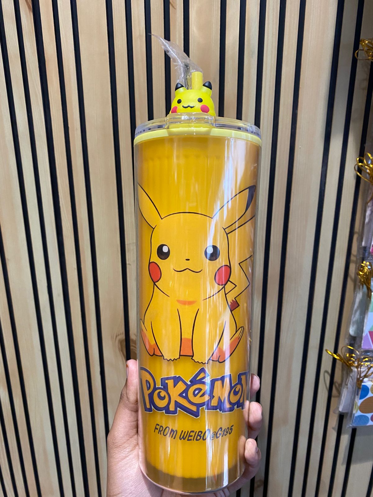 Pokemon Theme Plastic Sipper with 3D Top Lid And Straw For Kids