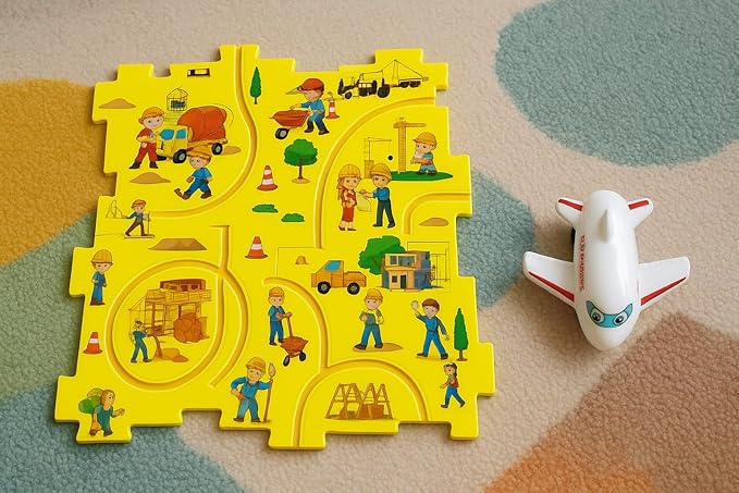 Puzzle Track Electric Rail Journey Construction Set, Motor Skills Development, Ages 3+, City Series Airplane Track Set for Kids (Jungle Series) (Green)