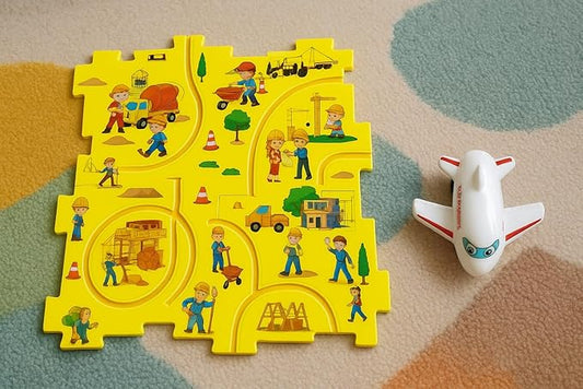 Puzzle Track Electric Rail Journey Construction Set, Motor Skills Development, Ages 3+, City Series Airplane Track Set for Kids (Jungle Series) (Green)