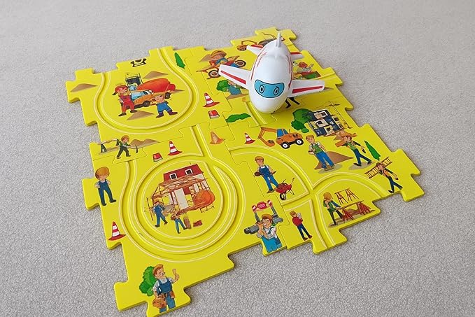 Puzzle Track Electric Rail Journey Construction Set, Motor Skills Development, Ages 3+, City Series Airplane Track Set for Kids (Jungle Series) (Green)